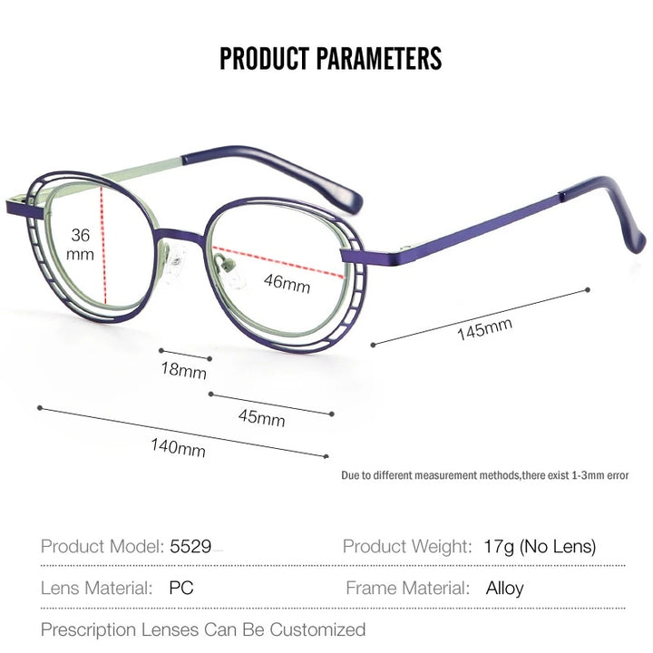 Aror A5529 Eyeglasses — Frame Dimensions and Sizing Chart