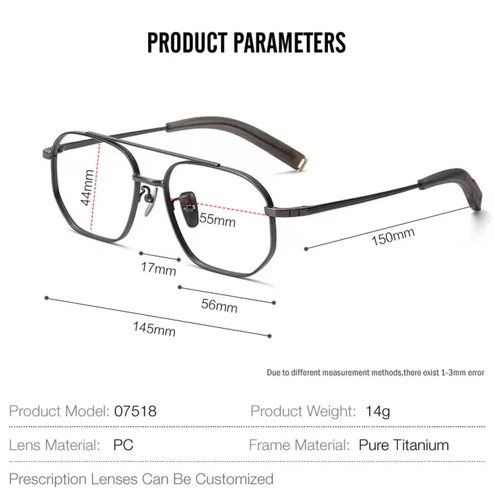 Aror DLX7518 Eyeglasses — Frame Dimensions and Sizing Chart