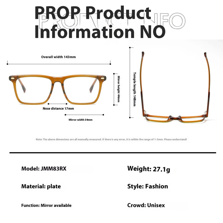 Aror JMM83RX Eyeglasses — Frame Dimensions and Sizing Chart