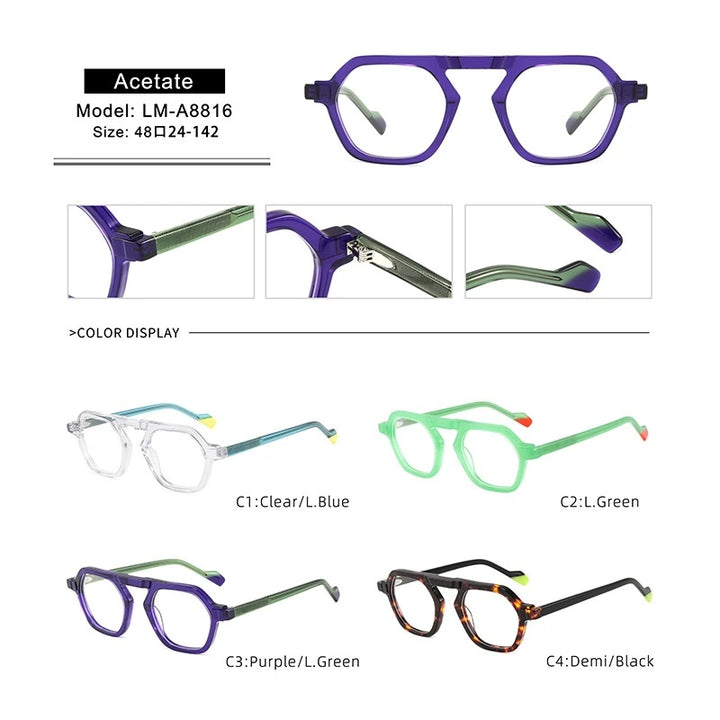 Aror LM-A6816 Eyeglasses — Frame Dimensions and Sizing Chart