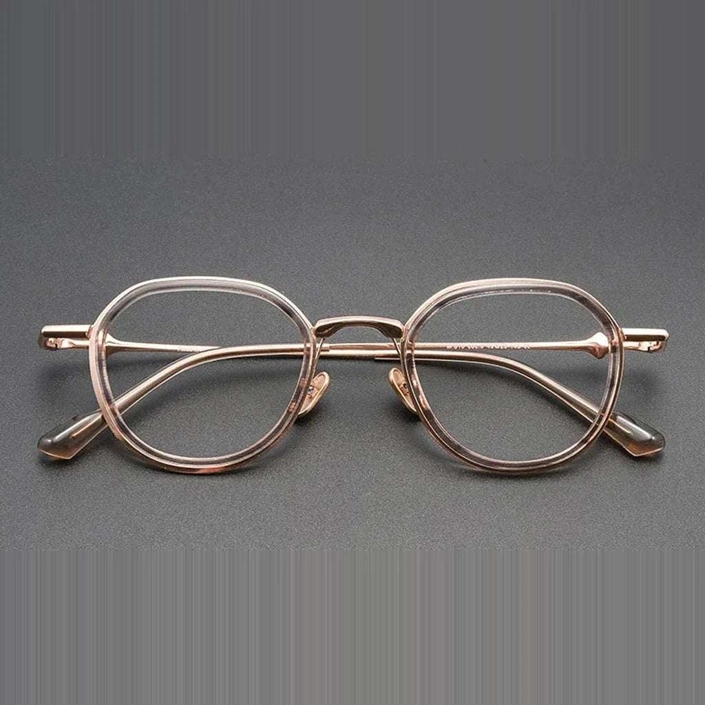 Aror Unisex Full Rim Round Acetate Titanium Eyeglasses M810 — view 3 | Aror at FuzWeb