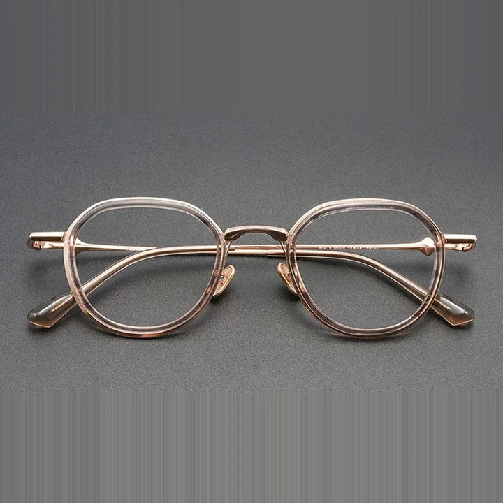 Aror Unisex Full Rim Round Acetate Titanium Eyeglasses M810 — view 3 | Aror at FuzWeb