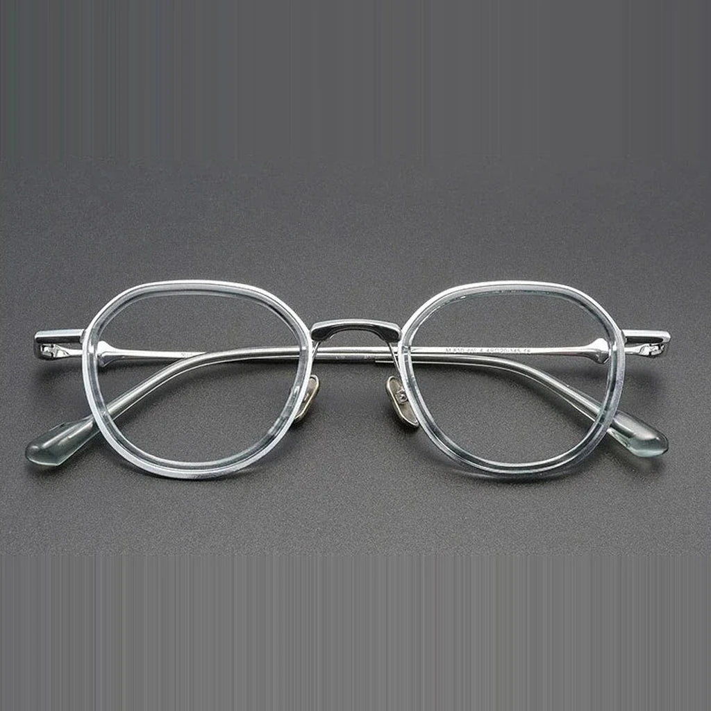 Aror Unisex Full Rim Round Acetate Titanium Eyeglasses M810 — view 2 | Aror at FuzWeb