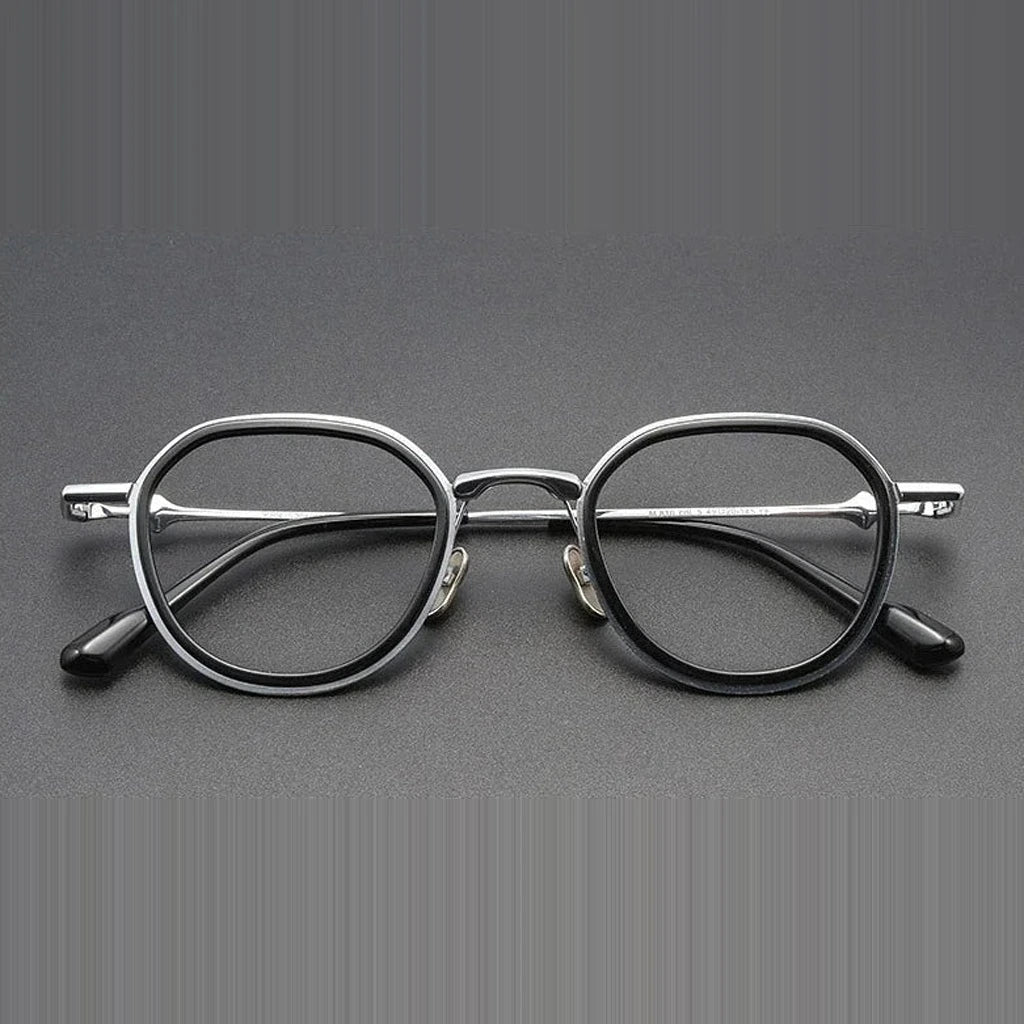 Aror Unisex Full Rim Round Acetate Titanium Eyeglasses M810 — view 5 | Aror at FuzWeb