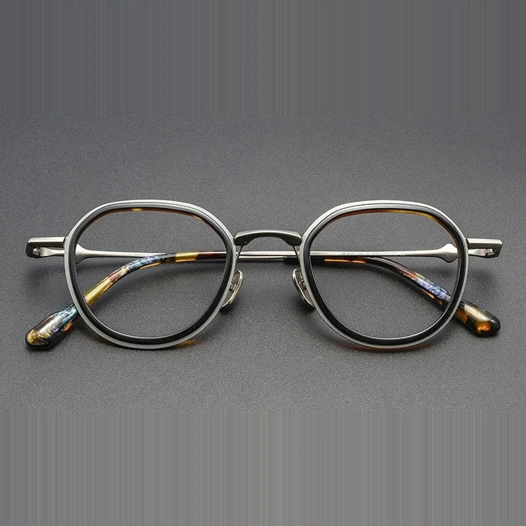 Aror Unisex Full Rim Round Acetate Titanium Eyeglasses M810 — view 4 | Aror at FuzWeb