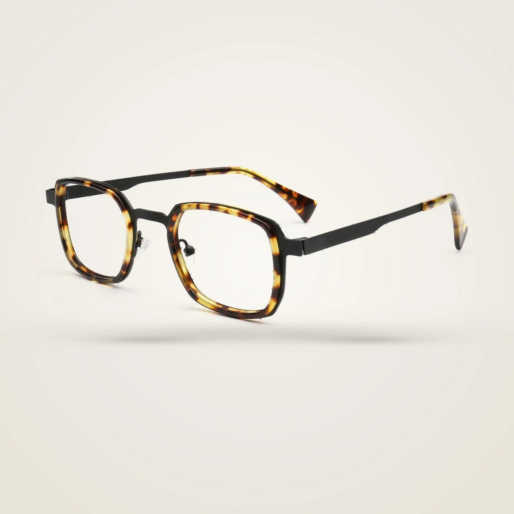 Aror Unisex Full Rim Square Acetate Titanium Eyeglasses PES523 — view 3 | Aror at FuzWeb
