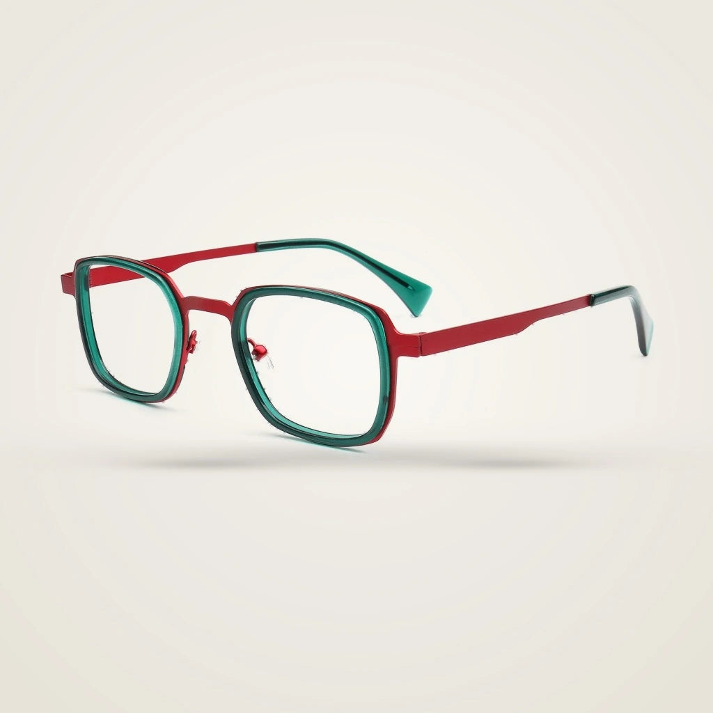 Aror Unisex Full Rim Square Acetate Titanium Eyeglasses PES523 — view 1 | Aror at FuzWeb