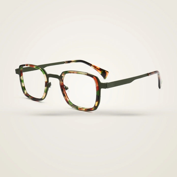 Aror Unisex Full Rim Square Acetate Titanium Eyeglasses PES523 — view 2 | Aror at FuzWeb