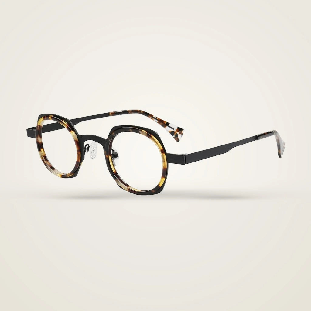 Aror Unisex Full Rim Round Stainless Steel Acetate Eyeglasses PES524 — view 4 | Aror at FuzWeb
