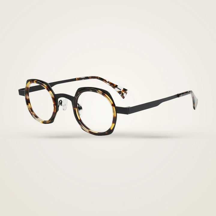 Aror Unisex Full Rim Round Stainless Steel Acetate Eyeglasses PES524 — view 4 | Aror at FuzWeb