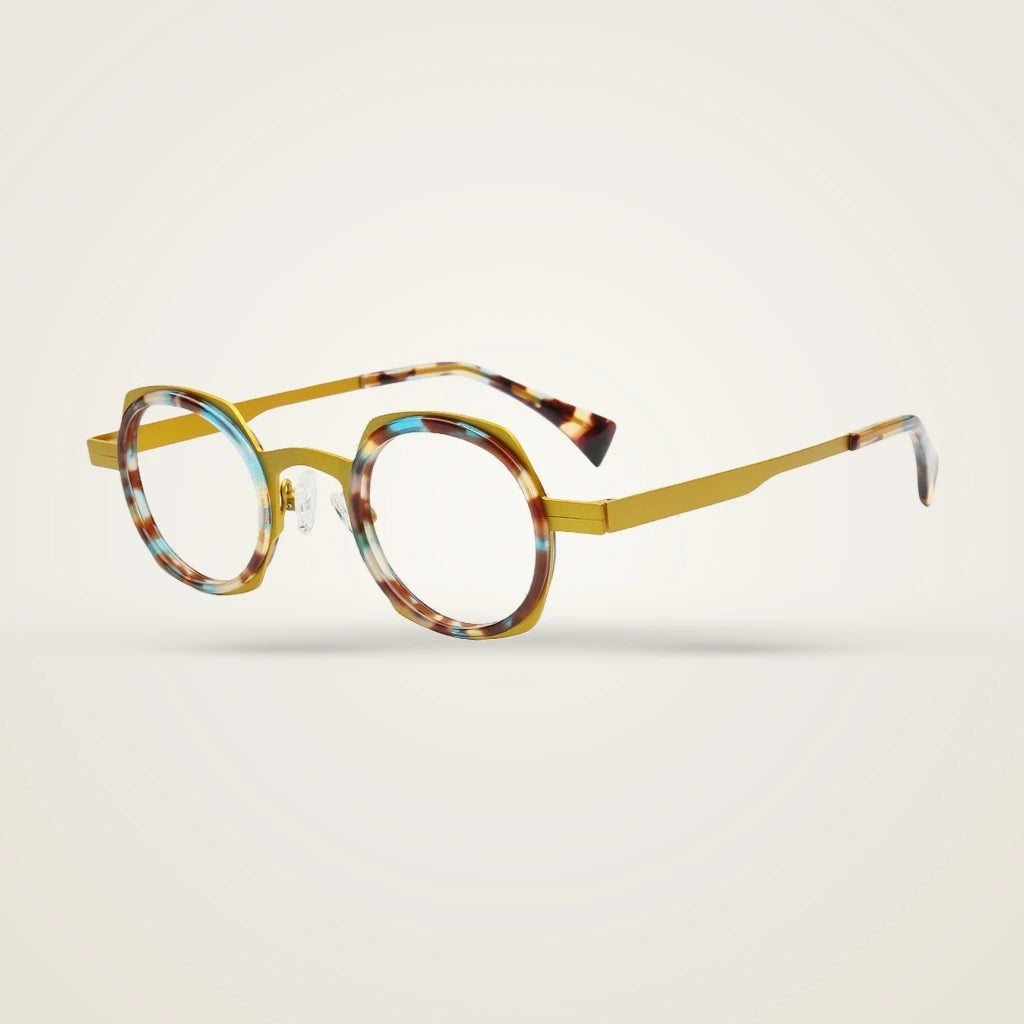 Aror Unisex Full Rim Round Stainless Steel Acetate Eyeglasses PES524 — view 2 | Aror at FuzWeb