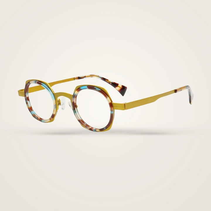 Aror Unisex Full Rim Round Stainless Steel Acetate Eyeglasses PES524 — view 2 | Aror at FuzWeb