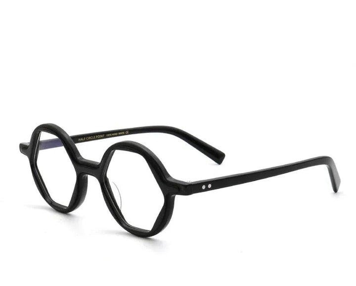Aror Unisex Full Rim Polygon Acetate Eyeglasses PES8 - Black