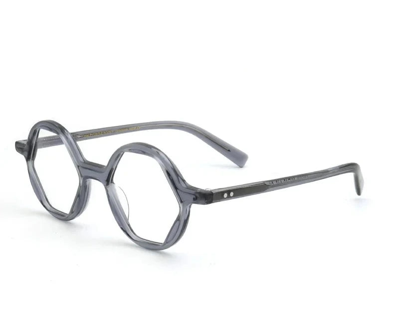 Aror Unisex Full Rim Polygon Acetate Eyeglasses PES8 - Gray