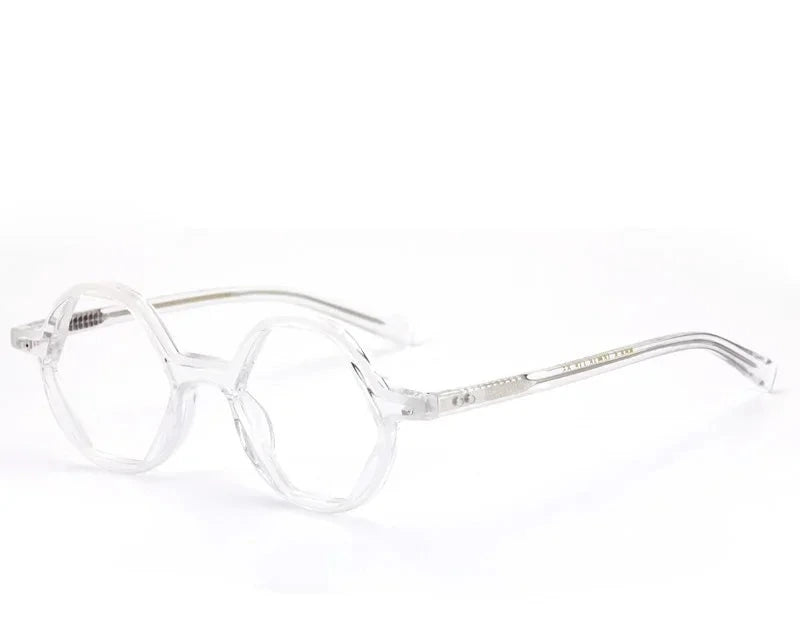 Aror Unisex Full Rim Polygon Acetate Eyeglasses PES8 - White