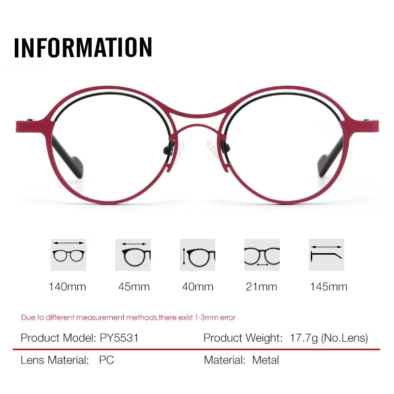Aror PY5531 Eyeglasses — Frame Dimensions and Sizing Chart