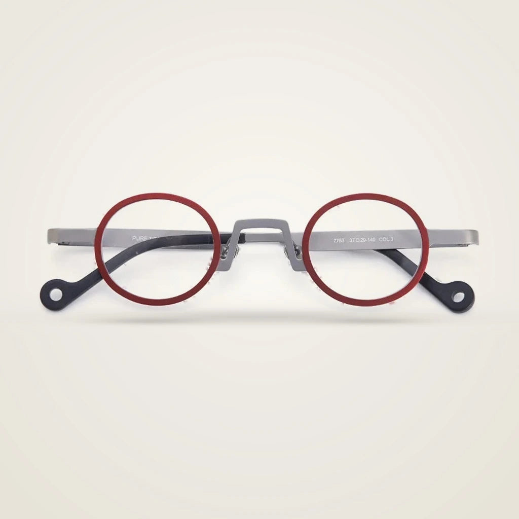 Aror Unisex Full Rim Round Pure Titanium Eyeglasses R7753 — view 3 | Aror at FuzWeb