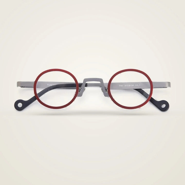 Aror Unisex Full Rim Round Pure Titanium Eyeglasses R7753 — view 3 | Aror at FuzWeb