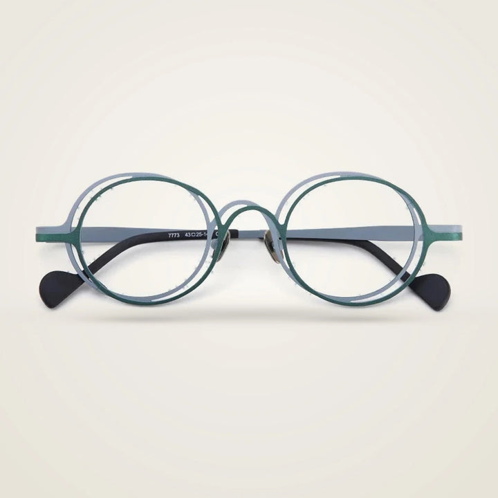 Aror Unisex Full Rim Round Pure Titanium Eyeglasses R7773 — view 3 | Aror at FuzWeb