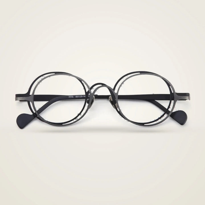Aror Unisex Full Rim Round Pure Titanium Eyeglasses R7773 — view 4 | Aror at FuzWeb