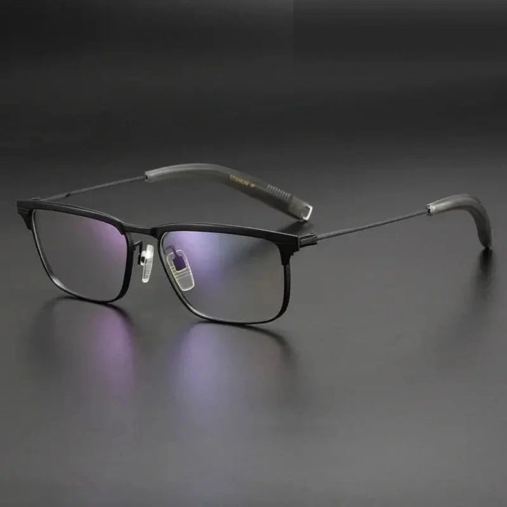 Aror Unisex Full Rim Square Titanium Eyeglasses 247104 - black