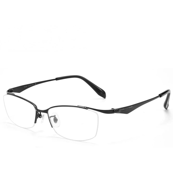 Aror Unisex Full Rim Square Titanium Eyeglasses 857810 - black