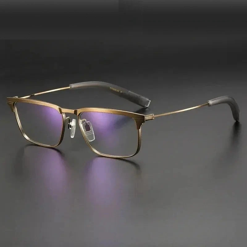 Aror Unisex Full Rim Square Titanium Eyeglasses 247104 - Gold