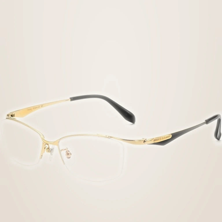 Aror Unisex Full Rim Square Titanium Eyeglasses 857810 - gold