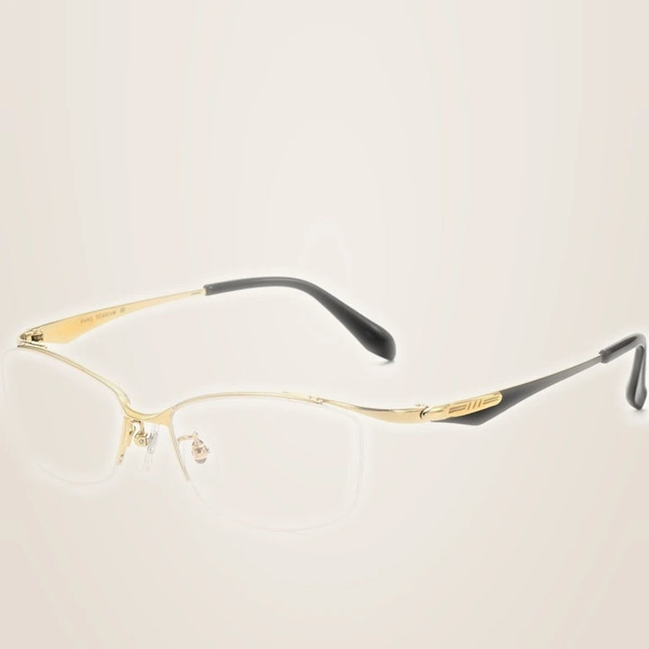 Aror Unisex Full Rim Square Titanium Eyeglasses 857810 - gold