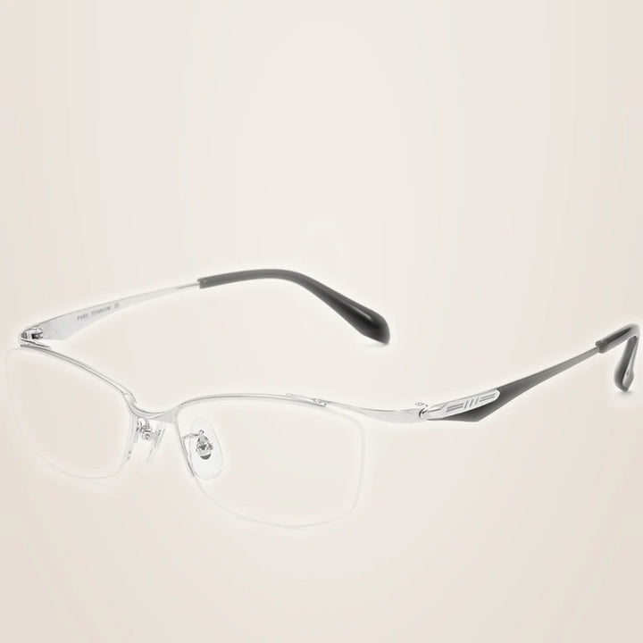 Aror Unisex Full Rim Square Titanium Eyeglasses 857810 - silver