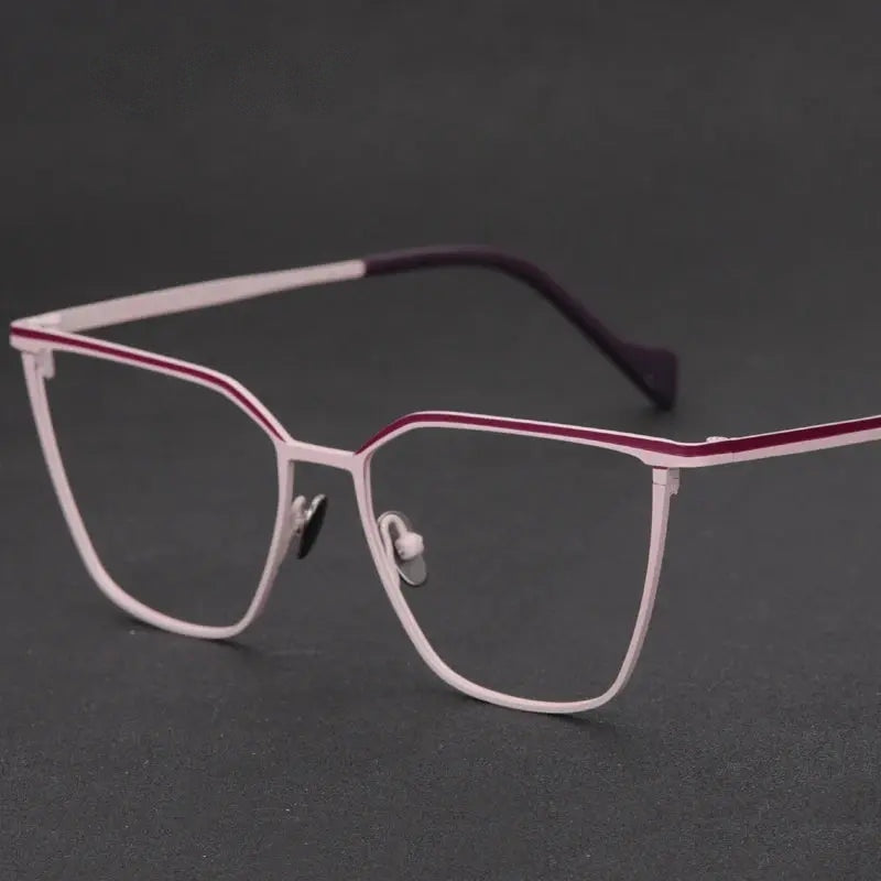 Aror Unisex Full Rim Brow Line Square Cat Eye Titanium Eyeglasses 77924