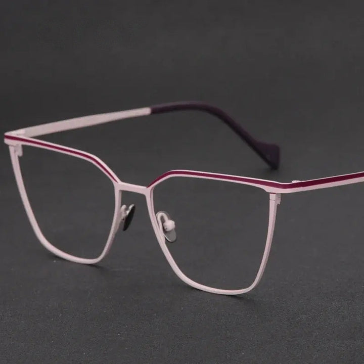 Aror Unisex Full Rim Brow Line Square Cat Eye Titanium Eyeglasses 77924
