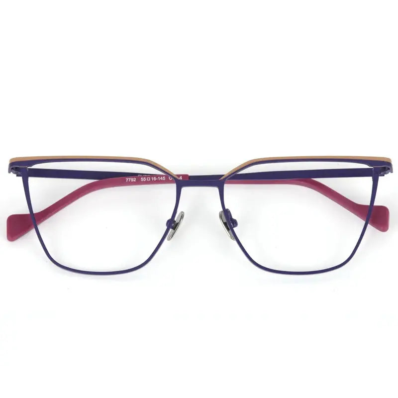Aror Unisex Full Rim Brow Line Square Cat Eye Titanium Eyeglasses 77924