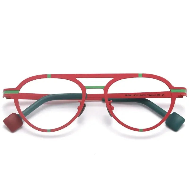 Aror Unisex Full Rim Oval Double Bridge Titanium Eyeglasses 415018