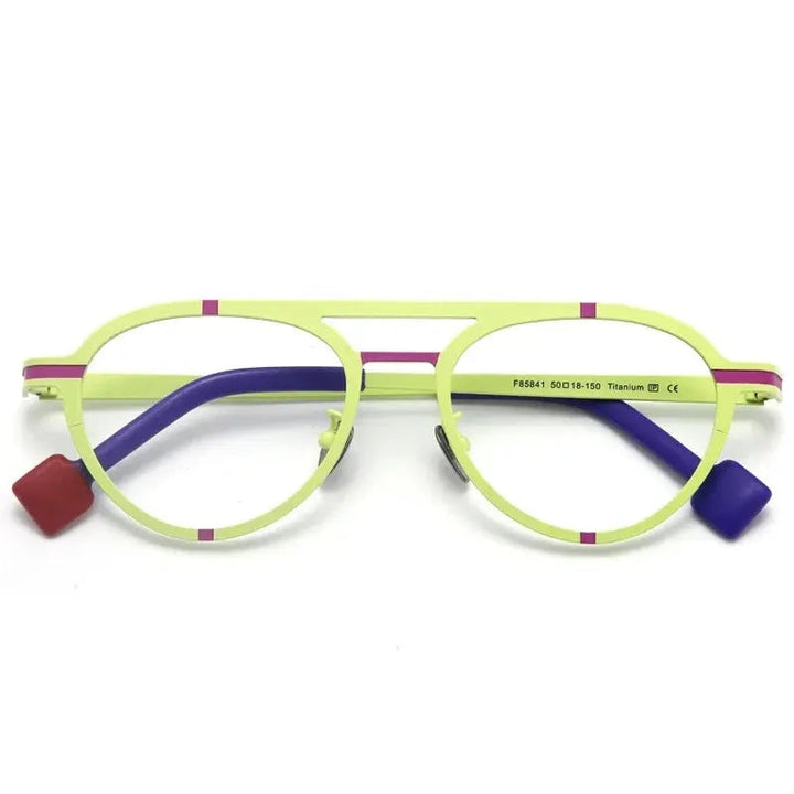 Aror Unisex Full Rim Oval Double Bridge Titanium Eyeglasses 415018