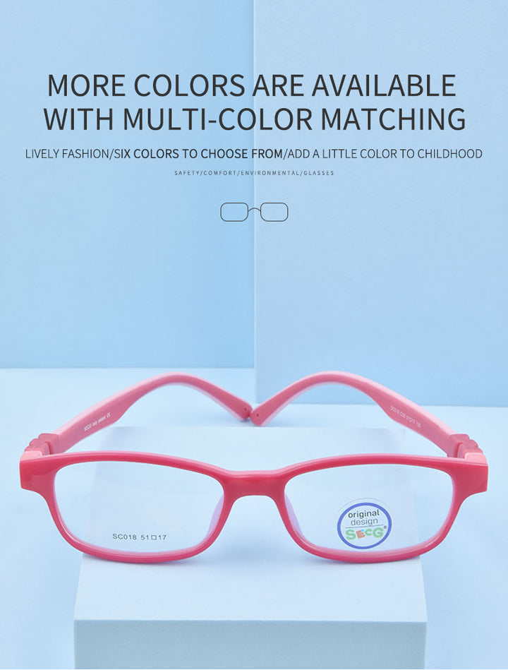 Secg Unisex Youth Full Rim Square Tr 90 Silicone Eyeglasses 3018 — view 5 | Secg at FuzWeb