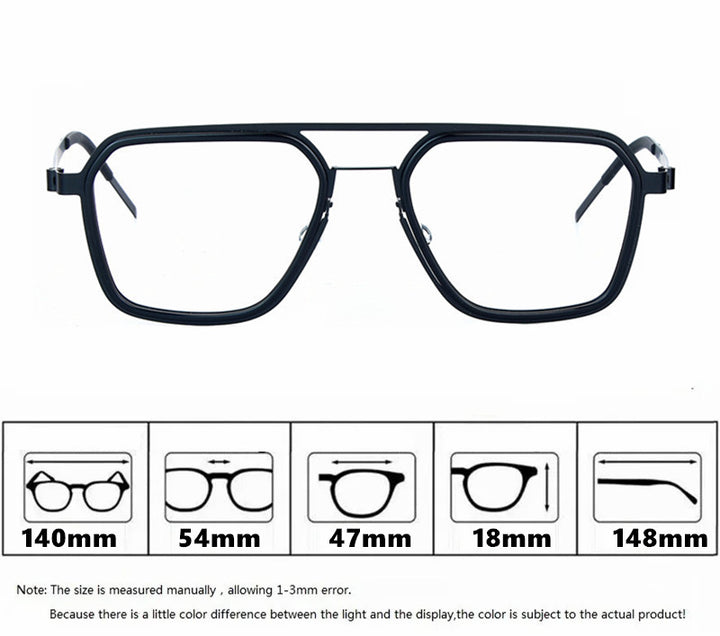 Aimee Unisex Full Rim Square Double Bridge Titanium Acetate Eyeglasses 19753 — view 2 | Aimee at FuzWeb