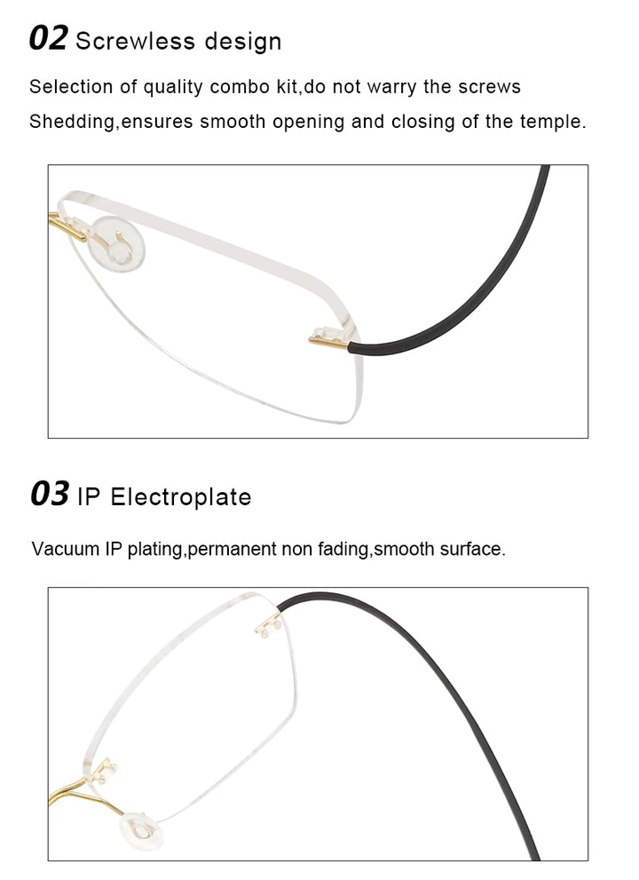 Krasivyy Unisex Rimless Oval Titanium Eyeglasses 1615.