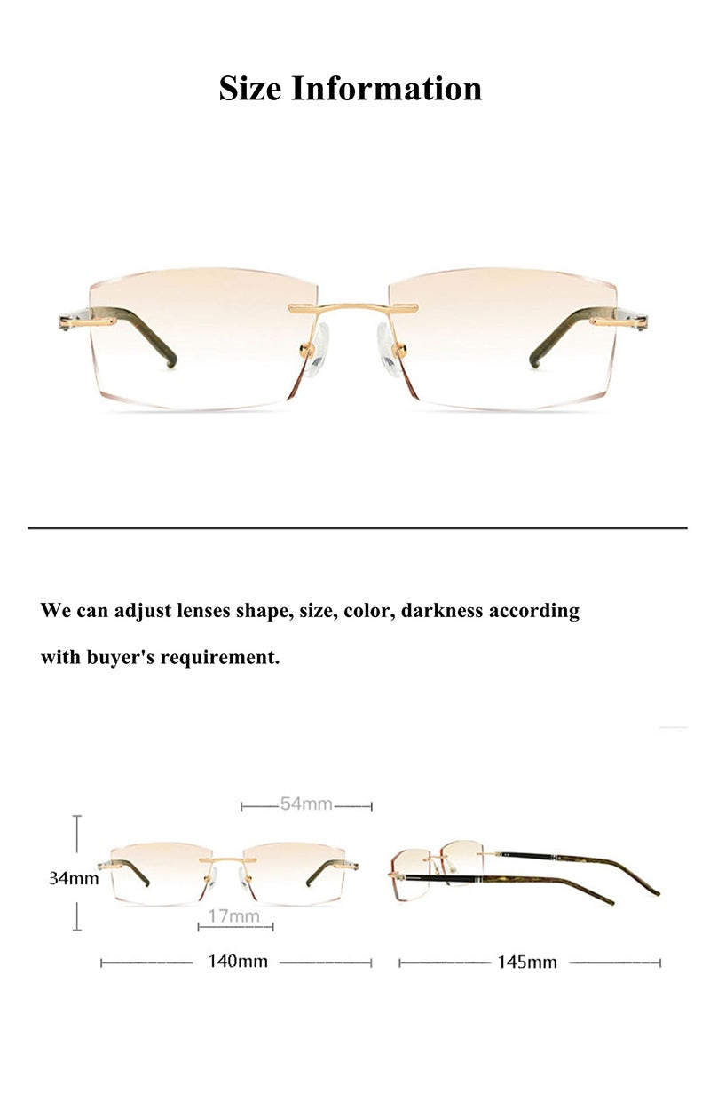 Chashma Ottica Mens Rimless Square Titanium Eyeglasses 520566 — view 1 | Chashma Ottica at FuzWeb