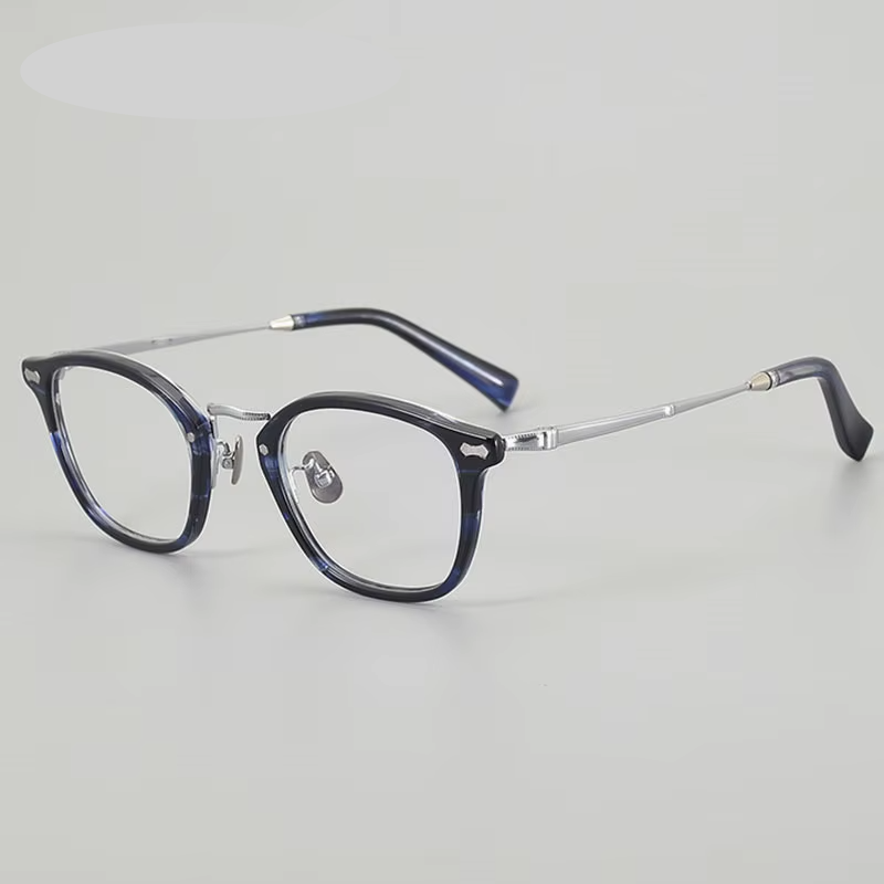 Eleccion Unisex Full Rim Square Titanium Acetate Eyelasses 942142 Full Rim Eleccion Black - Silver