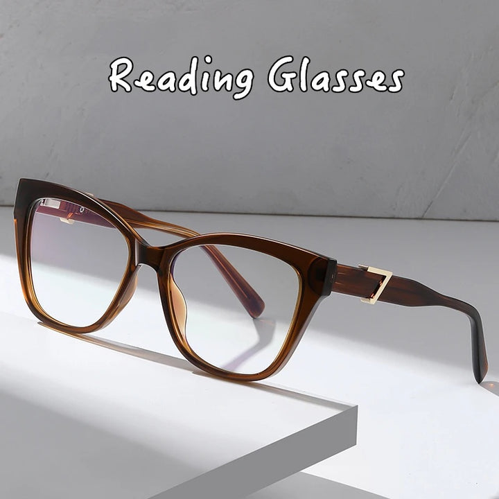 Kocolior Unisex Full Rim Cat Eye Acetate Alloy Hyperopic Reading Glasses C909 — view 1 | Kocolior at FuzWeb