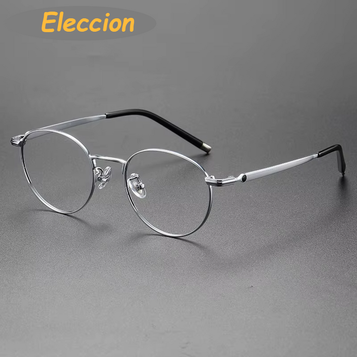 Eleccion Women's Full Rim Oval Round Titanium Eyeglasses 717209 Full Rim Brightzone Silver