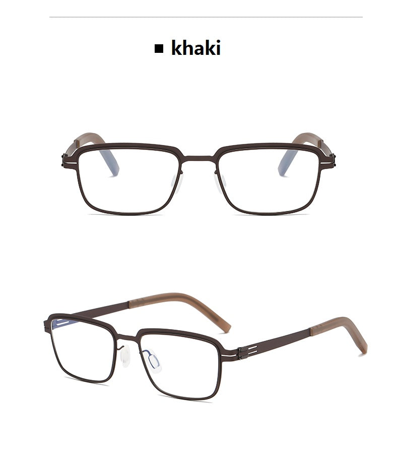 Bobbie Unisex Full Rim Square Screwless Steel Acetate Eyeglasses 165038.