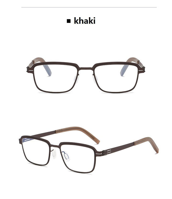 Bobbie Unisex Full Rim Square Screwless Steel Acetate Eyeglasses 165038.