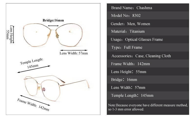 Chashma Ochki Womens Full Rim Irregular Octagon Titanium Eyeglasses 8302 — view 10 | Chashma Ochki at FuzWeb
