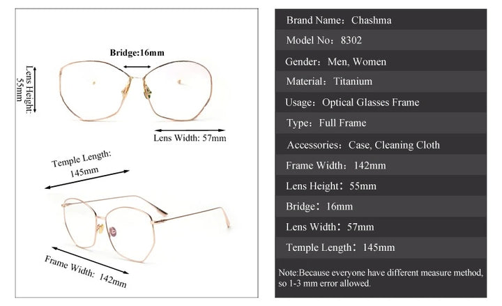 Chashma Ochki Womens Full Rim Irregular Octagon Titanium Eyeglasses 8302 — view 10 | Chashma Ochki at FuzWeb