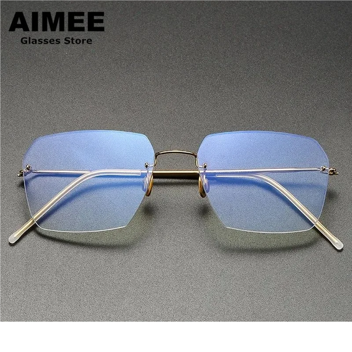 Aimee Women's Rimless Polygon Square Titanium Eyeglasses 692128
