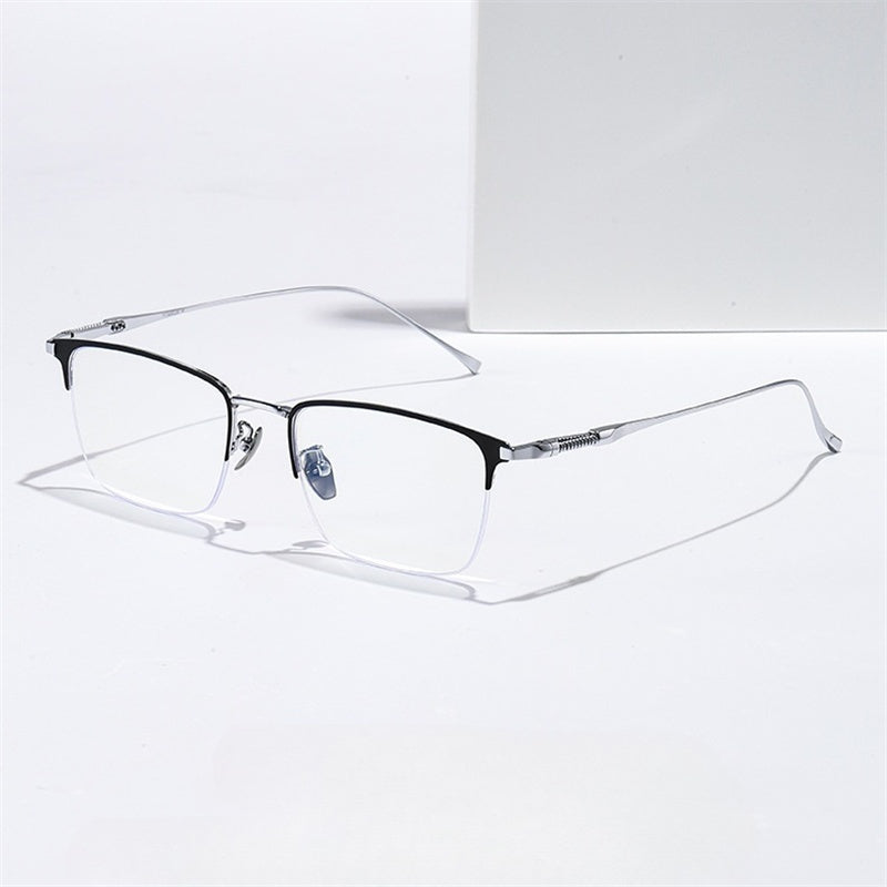 Chashma Ochki Mens Semi Rim Big Square Titanium Eyeglasses 969011 — view 2 | Chashma Ochki at FuzWeb