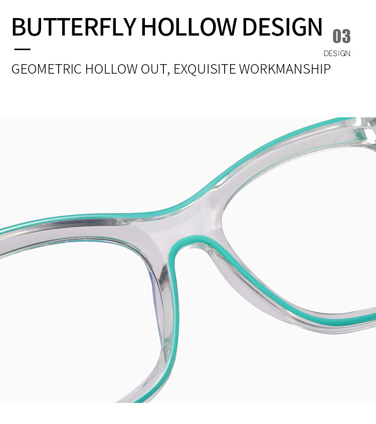 Handoer Womens Full Rim Square Cat Eye Tr 90 Alloy Eyeglasses 82087 — view 2 | Handoer at FuzWeb