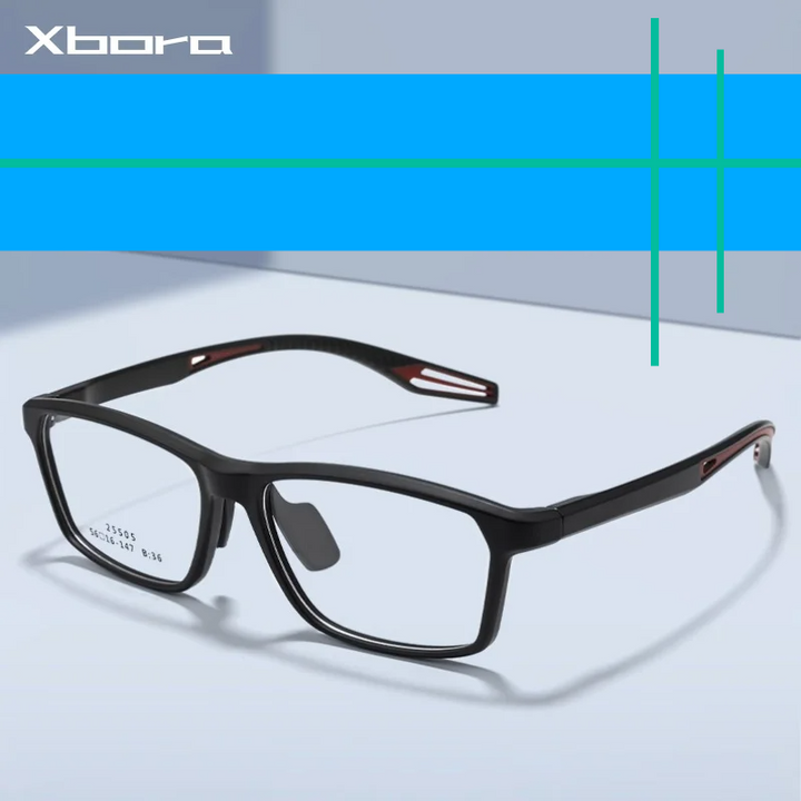 Xbora Unisex Full Rim Rectangle Tr 90 Alloy Sport Eyeglasses 525505